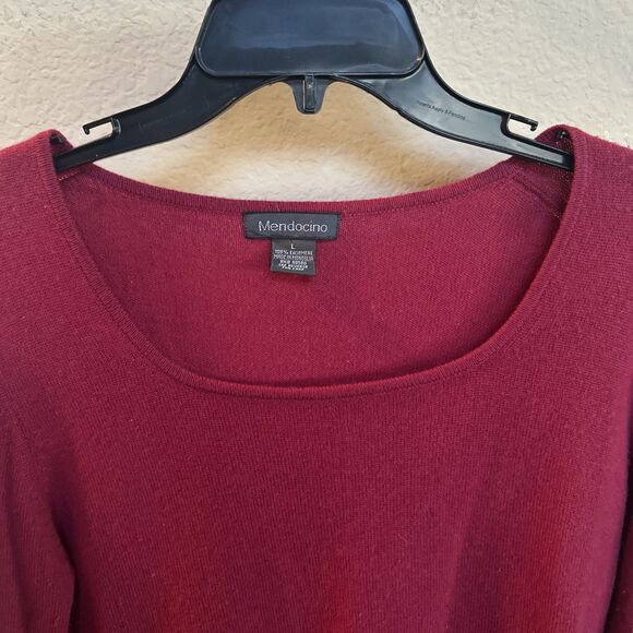 Mendocino Deep Pink 100 % Cashmere Sweater Long Sleeve Scoop Neck Large - Picture 6 of 6